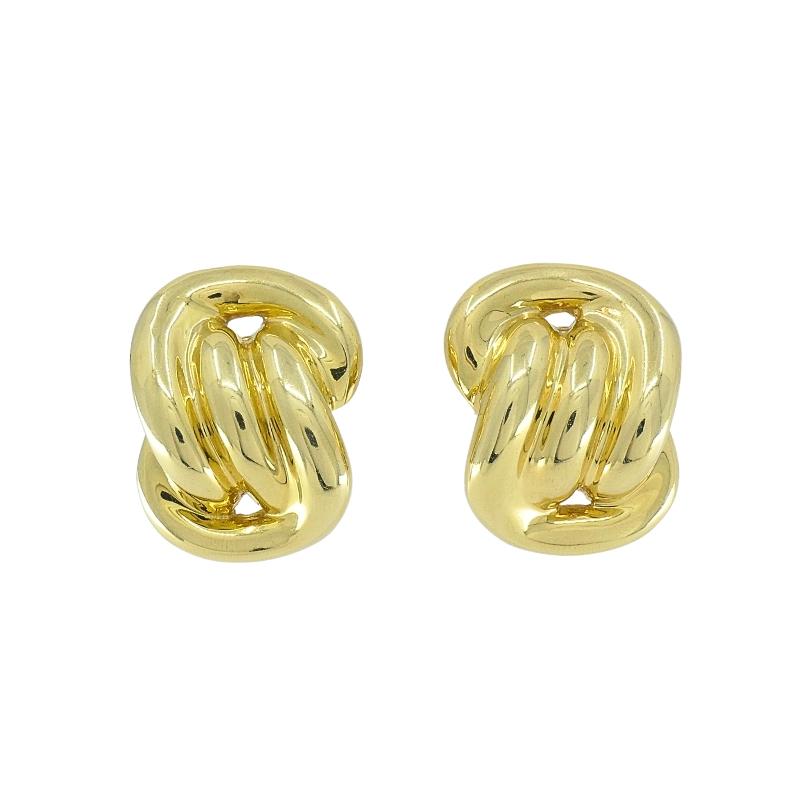 Vintage 14k Gold Earrings Swirl Design For Sale 1