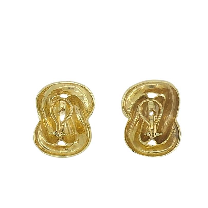 Vintage 14k Gold Earrings Swirl Design For Sale 2