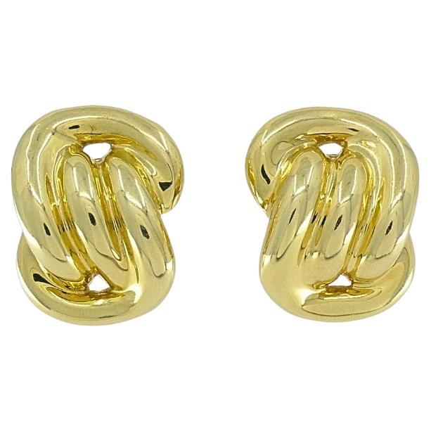 Vintage 14k Gold Earrings Swirl Design For Sale