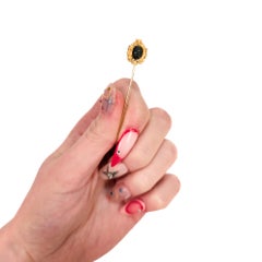 Vintage 14K Gold Egyptian Revival Bloodstone Cabochon Stickpin
