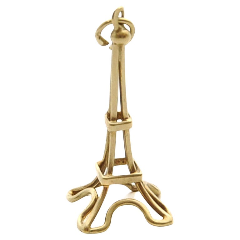 Wonderful 8 Charms Eiffel Tower Champagne Bucket Gold Charm Bracelet at  1stDibs
