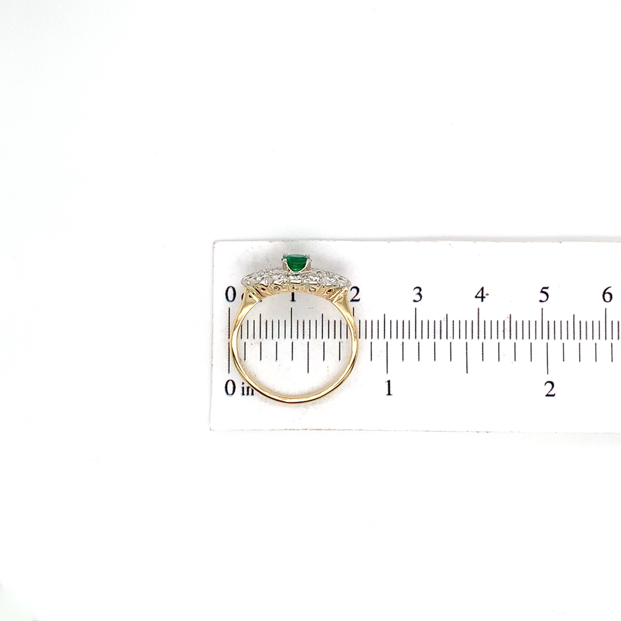 Anello vintage in oro 14K con smeraldo e diamanti, misura 7,25 in vendita 5