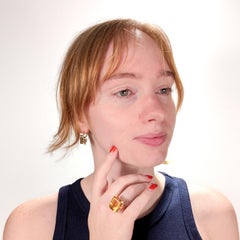 Vintage 14K Gold & Emerald Cut Citrine Cocktail Ring