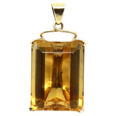 Vintage 14K Gold Emerald Cut Citrine Pendant