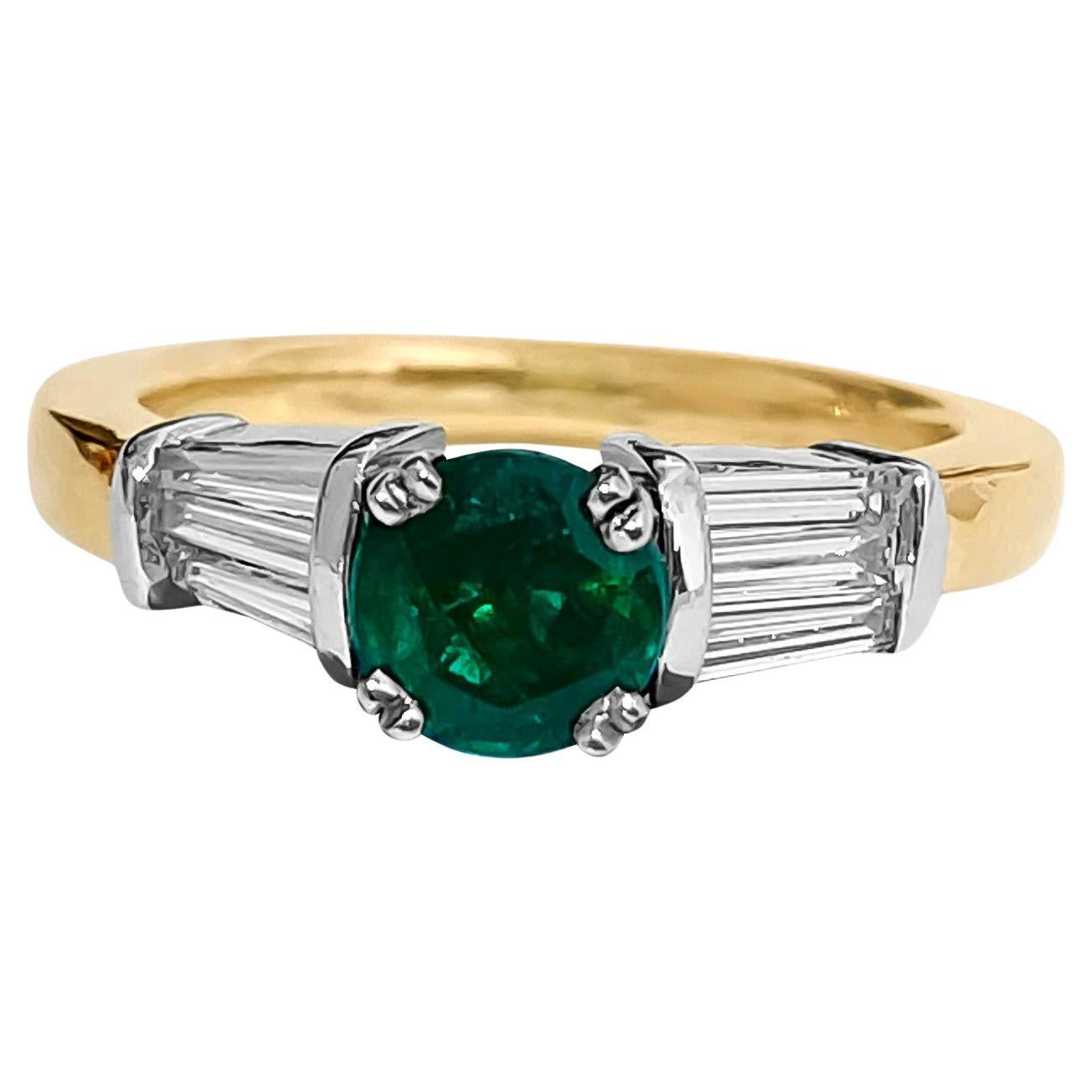 Vintage 14k Gold, Emerald & Diamond Engagement Ring