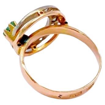 Vintage Emerald Diamond Gold Ring For Sale 3