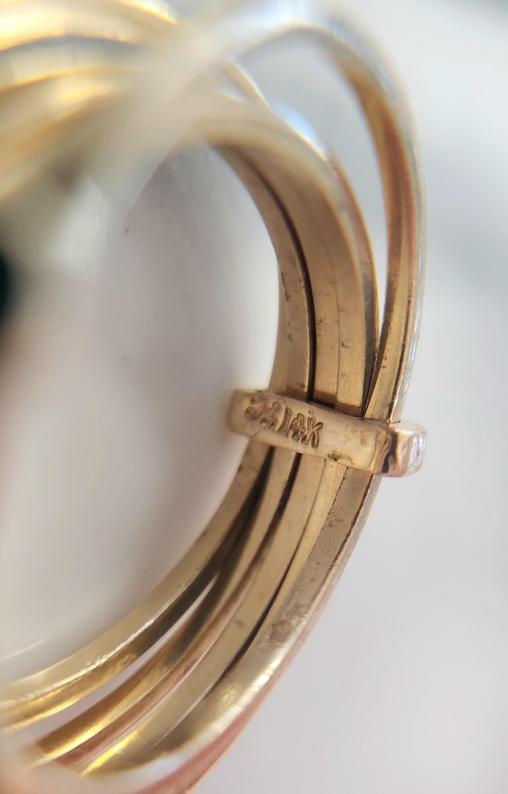 Vintage 14K Gold Smaragd, Rubin und Diamant Lünette Set Bands Damen im Angebot