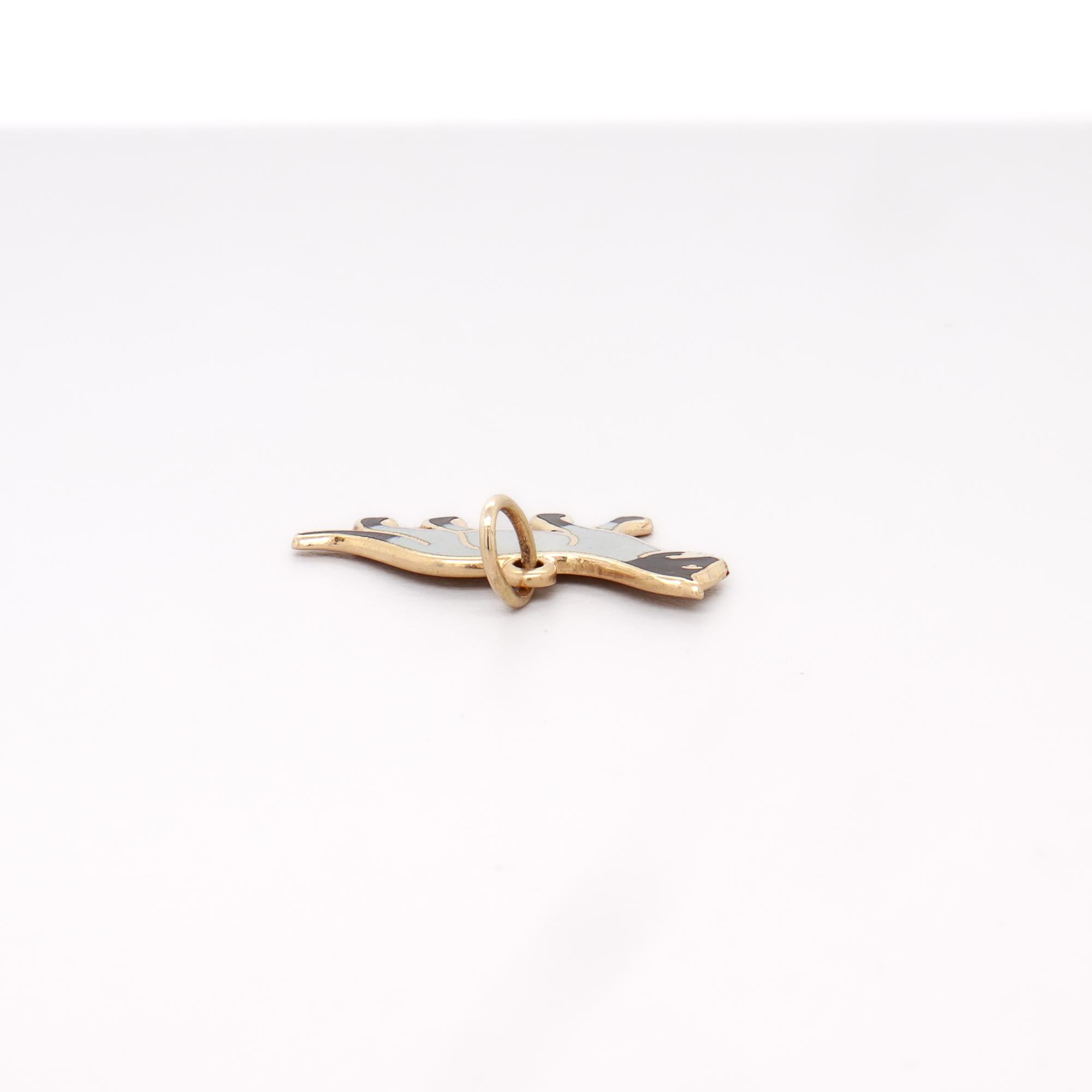Vintage 14K Gold & Emaille figurale Katze Charme für ein Armband im Angebot 5