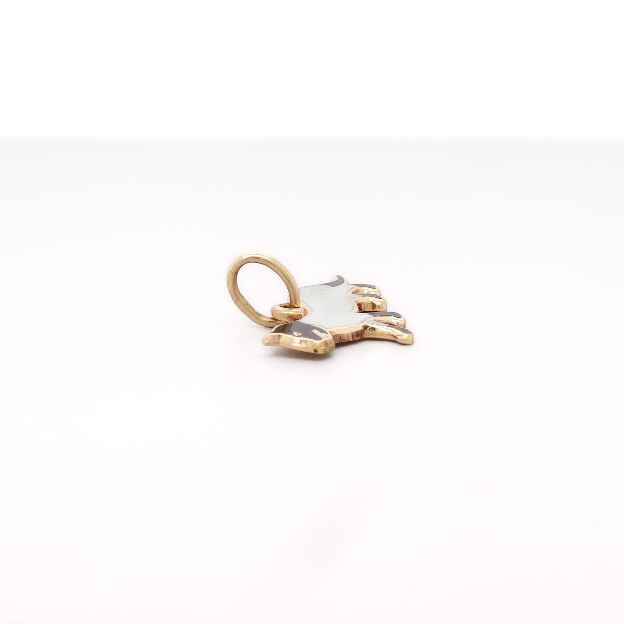 Vintage 14K Gold & Emaille figurale Katze Charme für ein Armband im Angebot 6