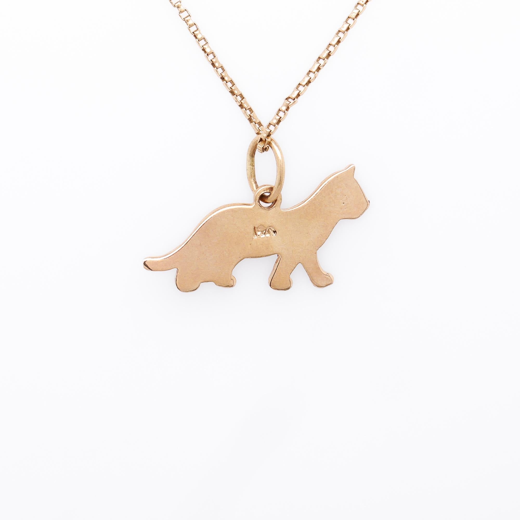 Vintage 14K Gold & Emaille figurale Katze Charme für ein Armband im Angebot 2