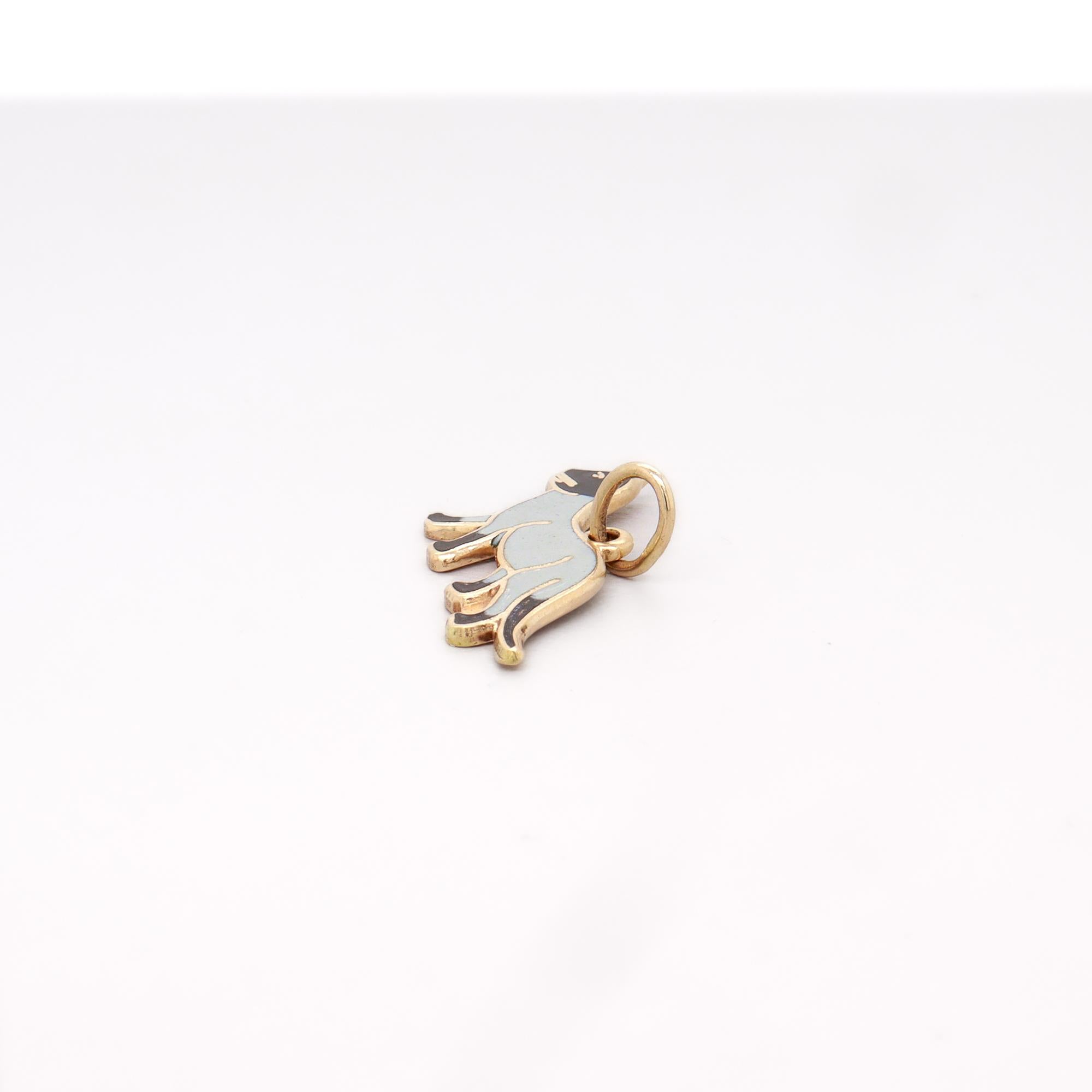 Vintage 14K Gold & Emaille figurale Katze Charme für ein Armband im Angebot 4