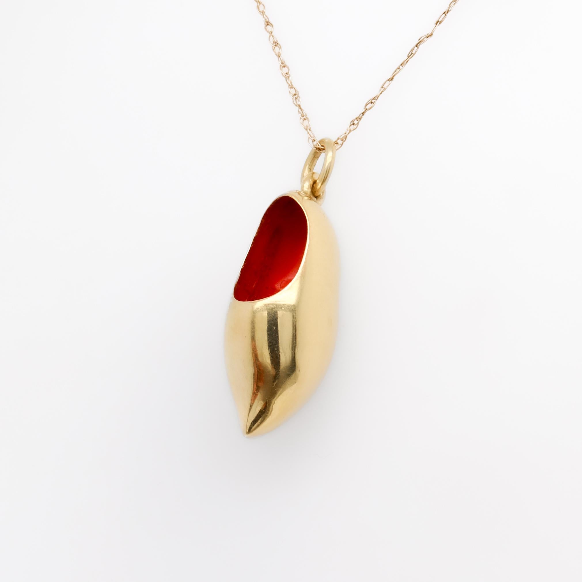 Vintage 14k Gold & Enamel Figural Dutch Clog or 'Klomp' Charm For Sale 7