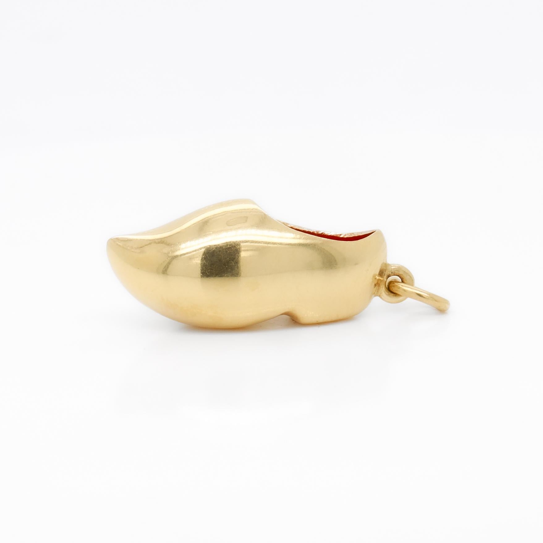 Vintage 14k Gold & Enamel Figural Dutch Clog or 'Klomp' Charm For Sale 4