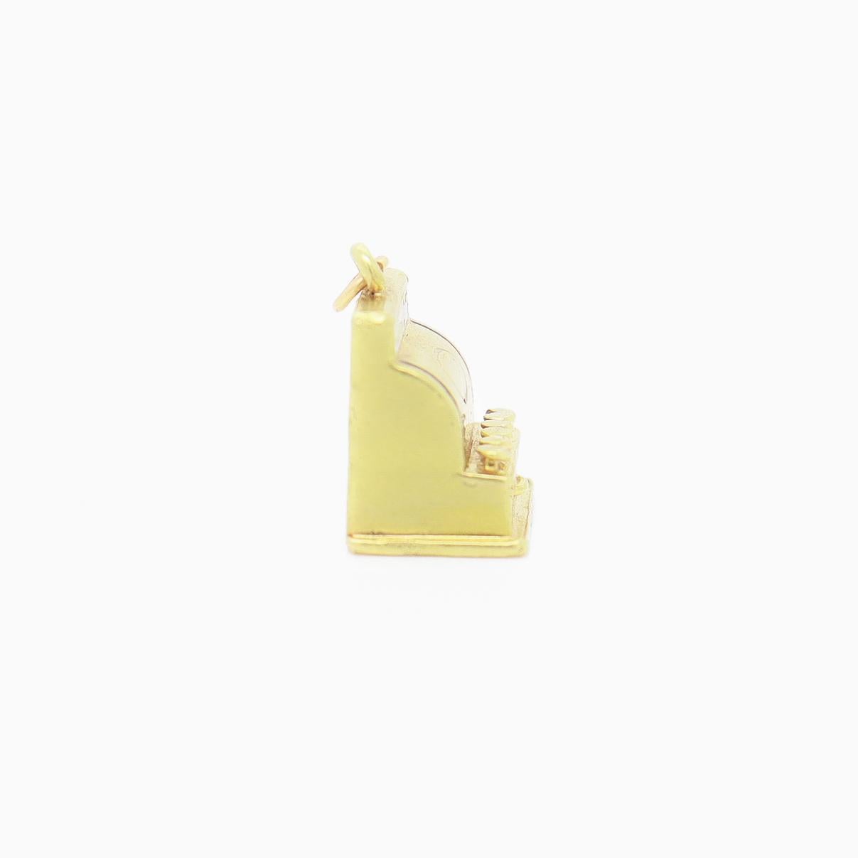 Vintage 14K Gold & Enamel Figural 'No Sale' Cash Register Charm For Sale 5