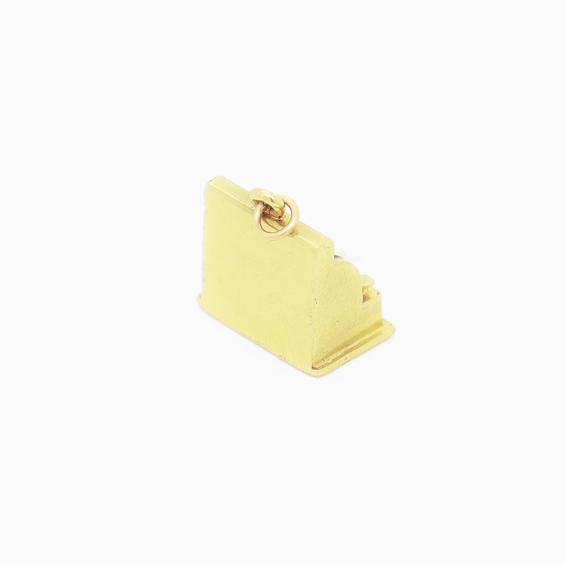 Vintage 14K Gold & Enamel Figural 'No Sale' Cash Register Charm For Sale 6