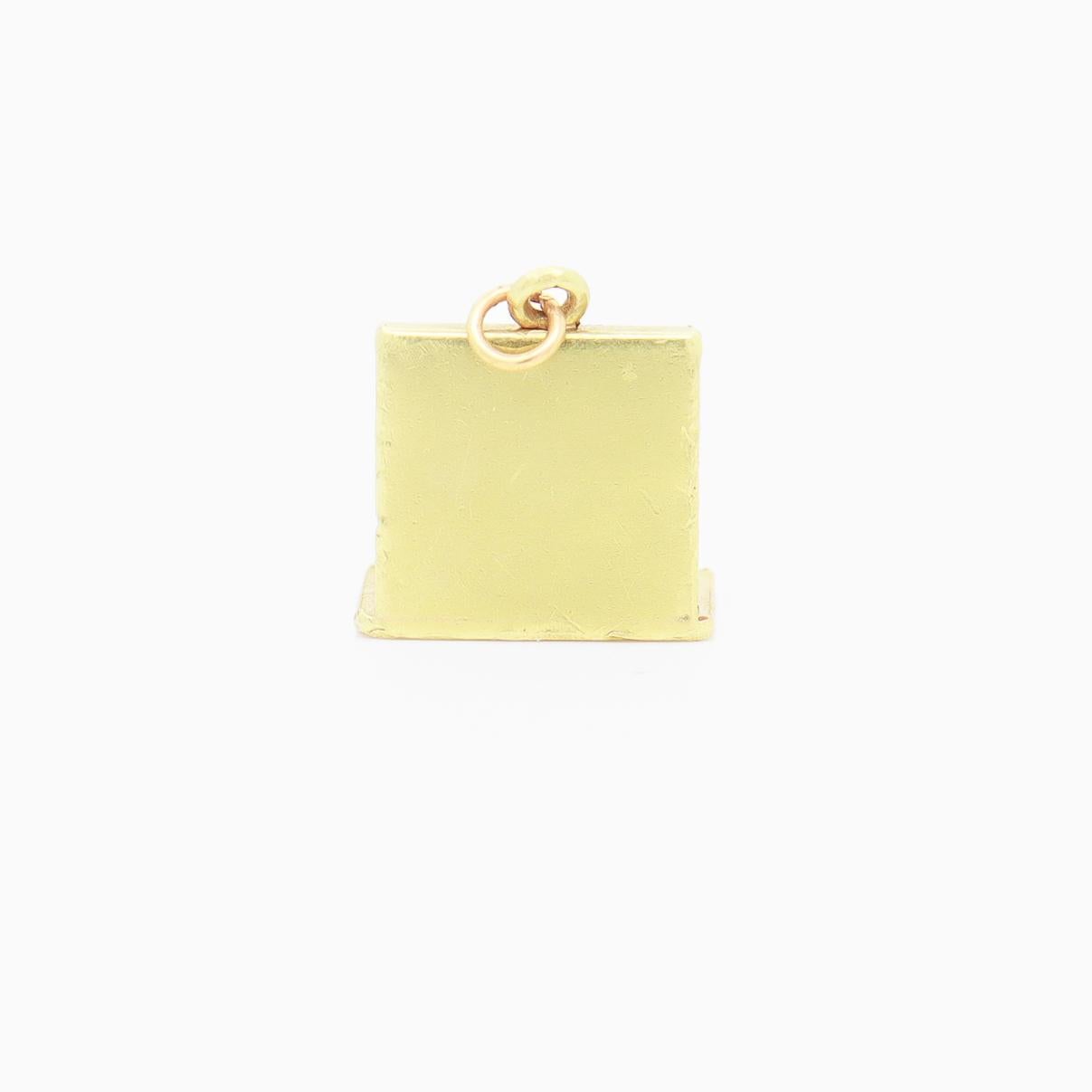 Vintage 14K Gold & Enamel Figural 'No Sale' Cash Register Charm For Sale 4