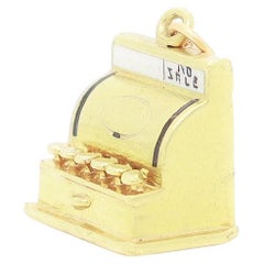 Amuleto de caja registradora vintage de oro de 14 quilates y esmalte "No se vende