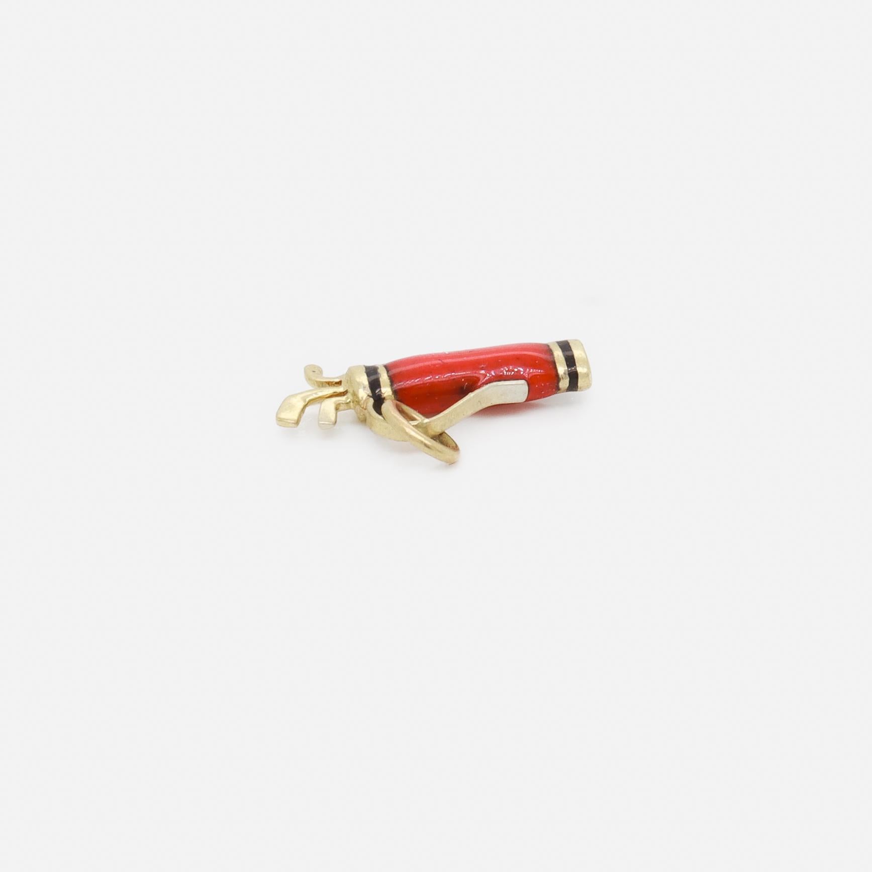 Vintage 14K Gold & Enamel Golf Caddy Bag Charm for a Charm Bracelet For Sale 1