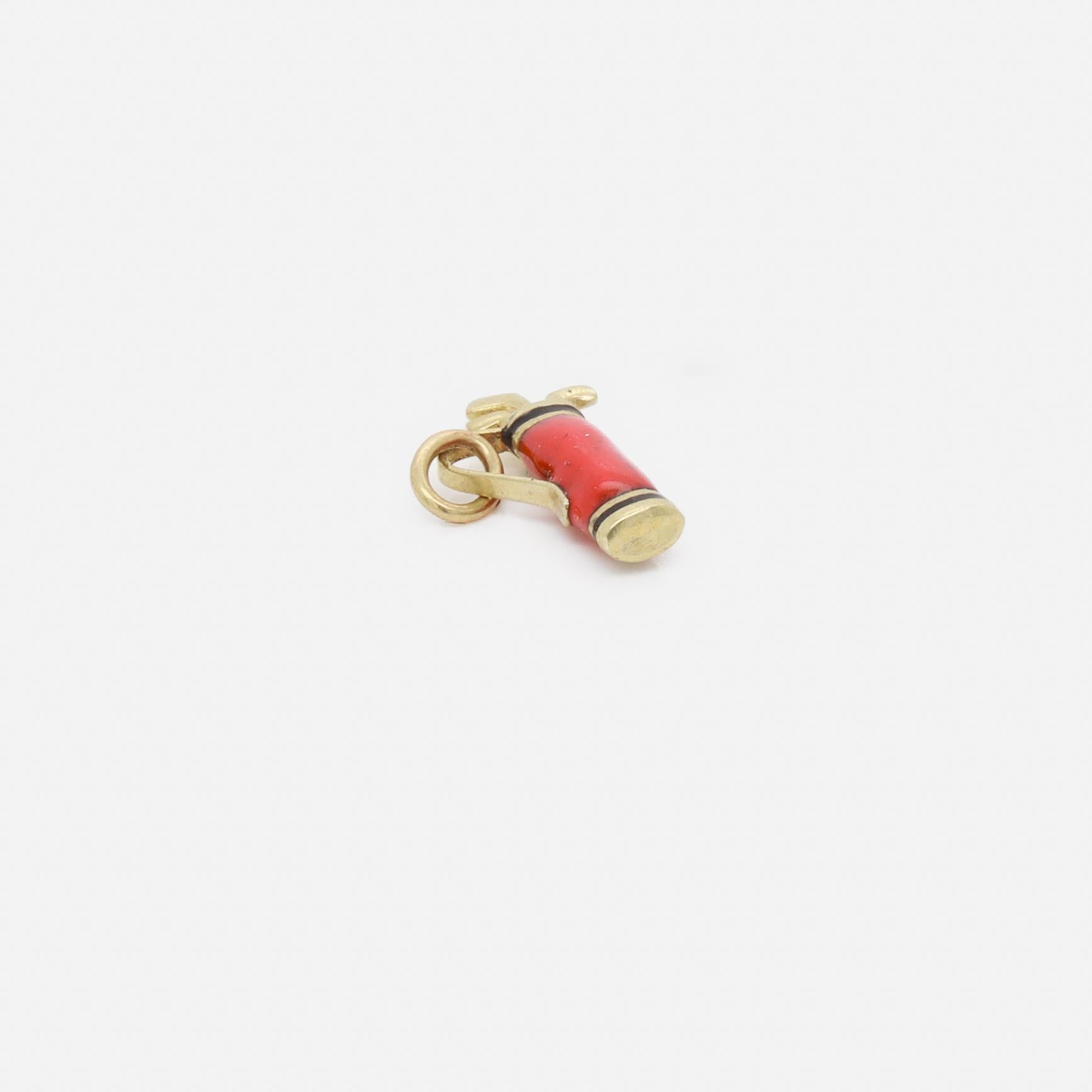Vintage 14K Gold & Enamel Golf Caddy Bag Charm for a Charm Bracelet For Sale 2