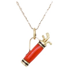 Vintage 14K Gold & Enamel Golf Caddy Bag Charm for a Charm Bracelet