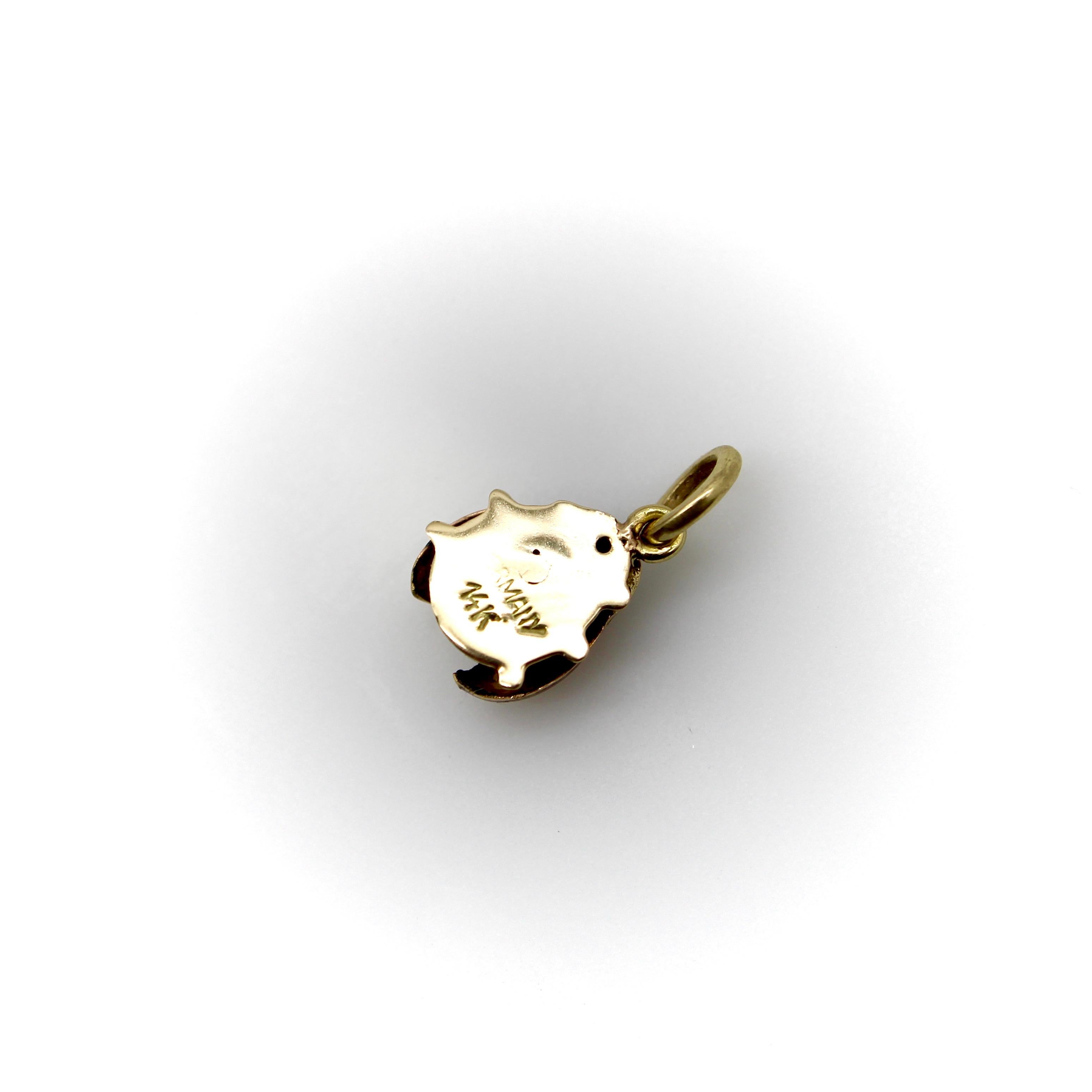 Women's or Men's Vintage 14K  Gold Enamel Ladybug Charm For Sale