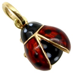 Vintage 14K  Gold Enamel Ladybug Charm