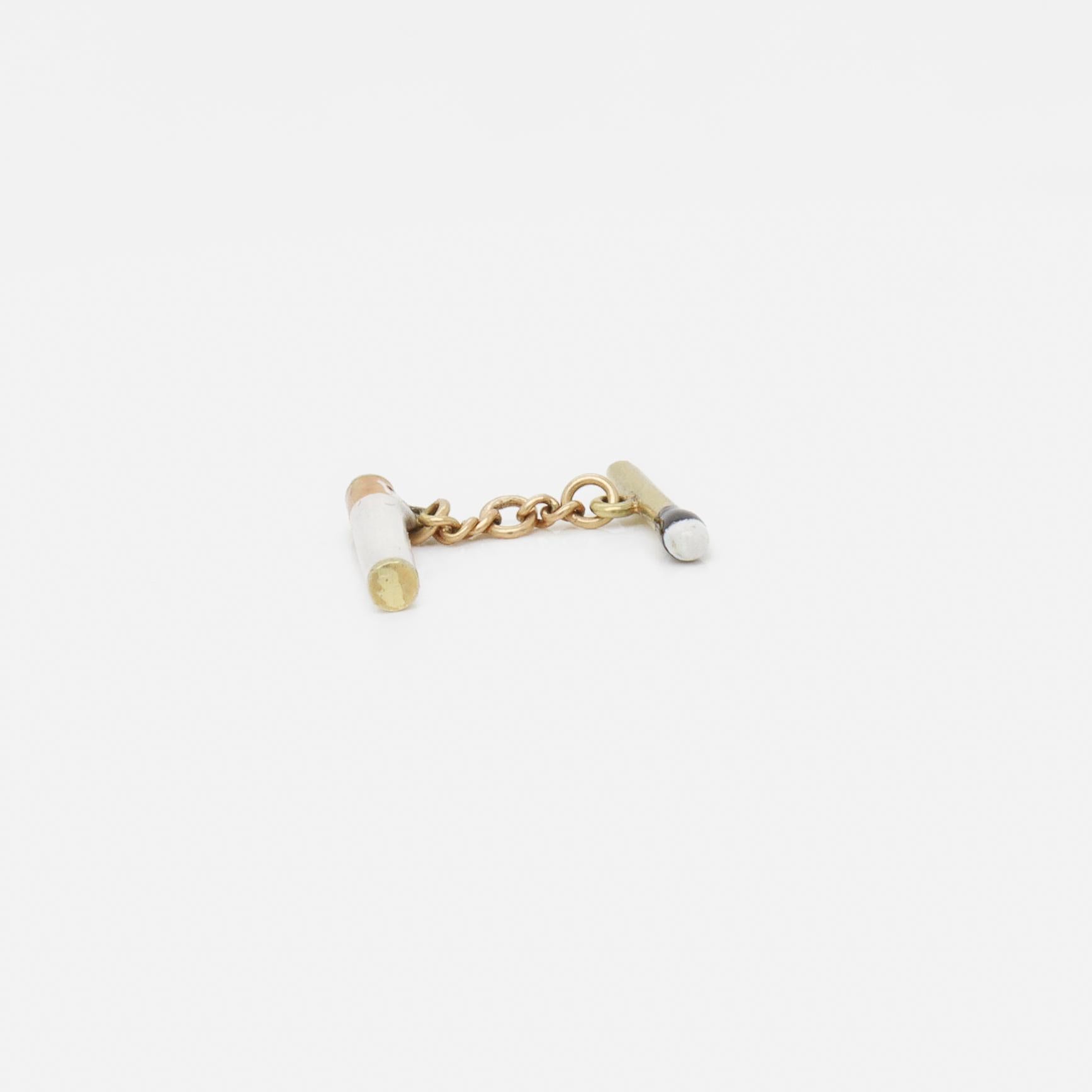 Vintage 14K Gold & Enamel Match & Cigarette Charm for a Bracelet For Sale 3