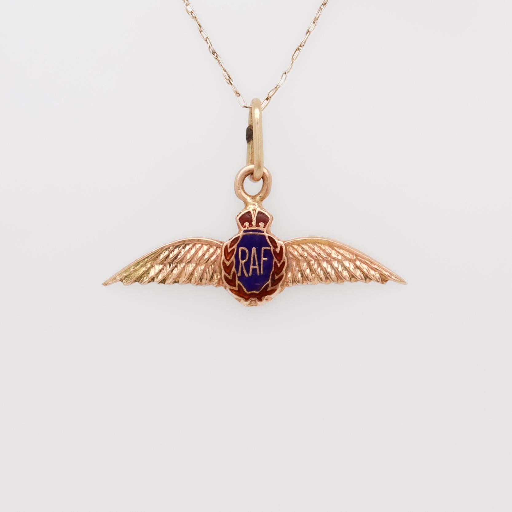 Rétro Charm d'epoca in oro 14K e smalto con distintivo di volo 