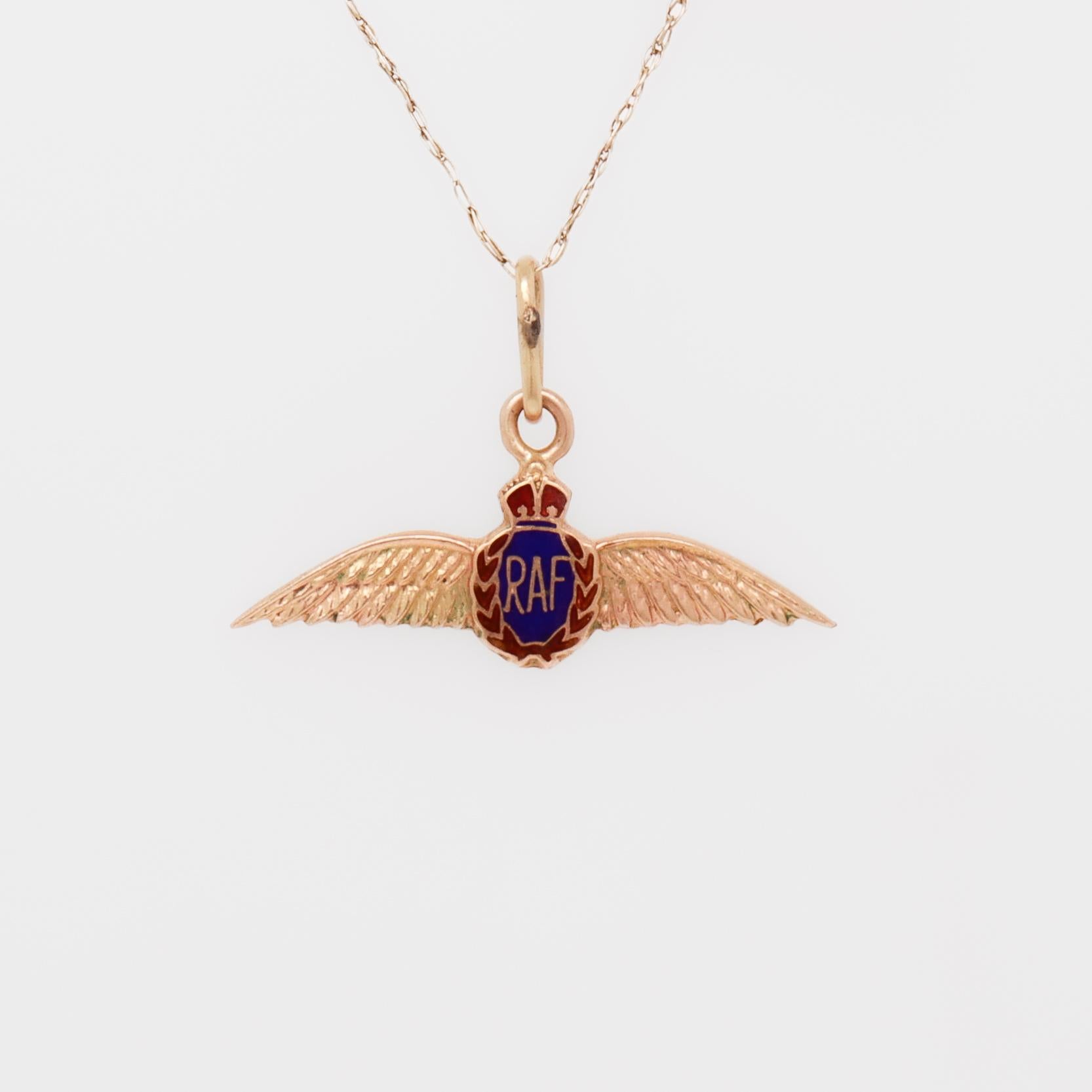da uomo o donna Charm d'epoca in oro 14K e smalto con distintivo di volo 