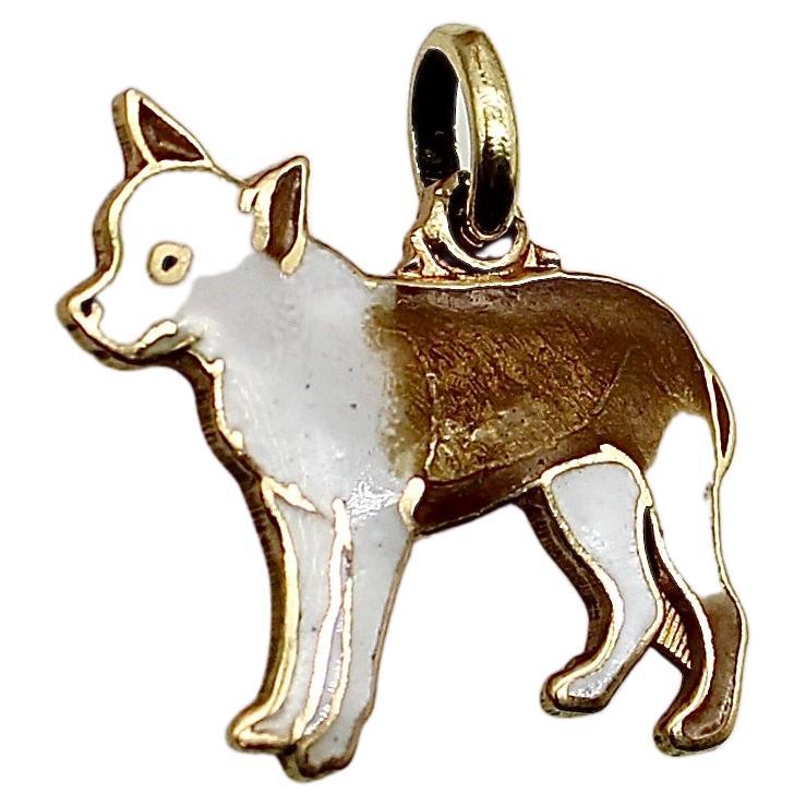 Vintage 14k Gold Enameled Chihuahua Dog Charm For Sale