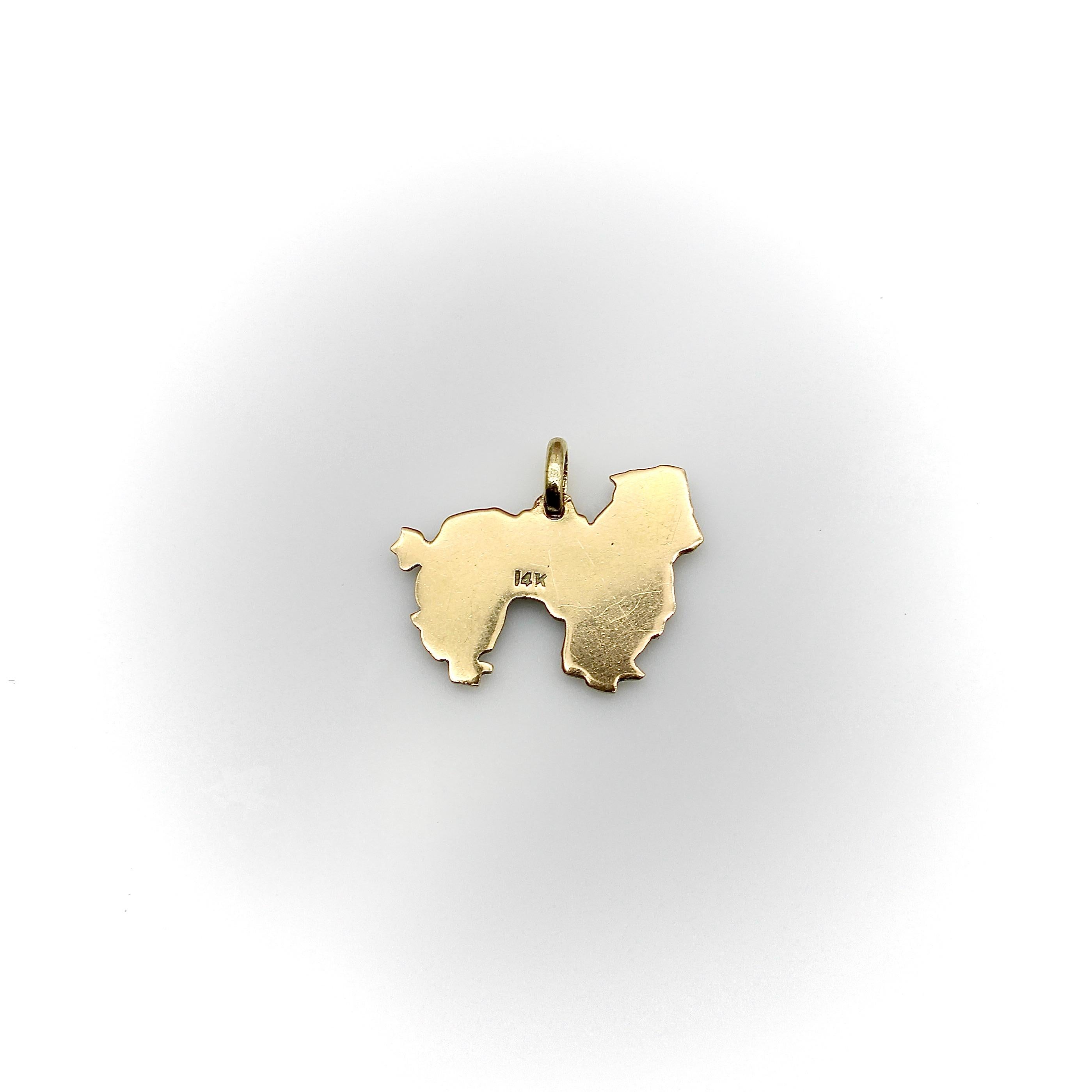 Women's or Men's Vintage 14k Gold Enameled Poodle Dog Charm  For Sale