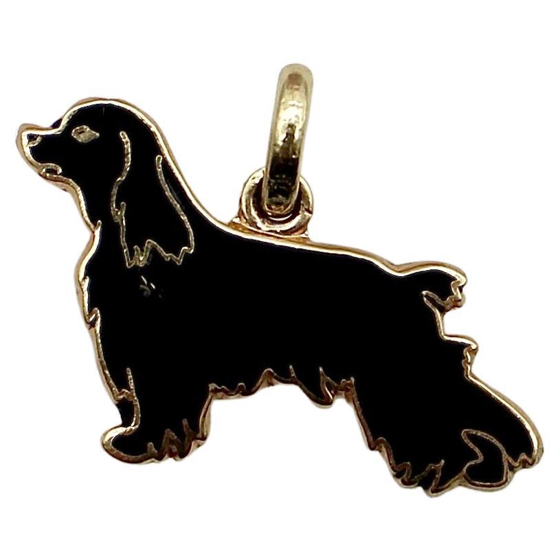 Vintage 14k Gold Enameled Springer Spaniel Dog Charm