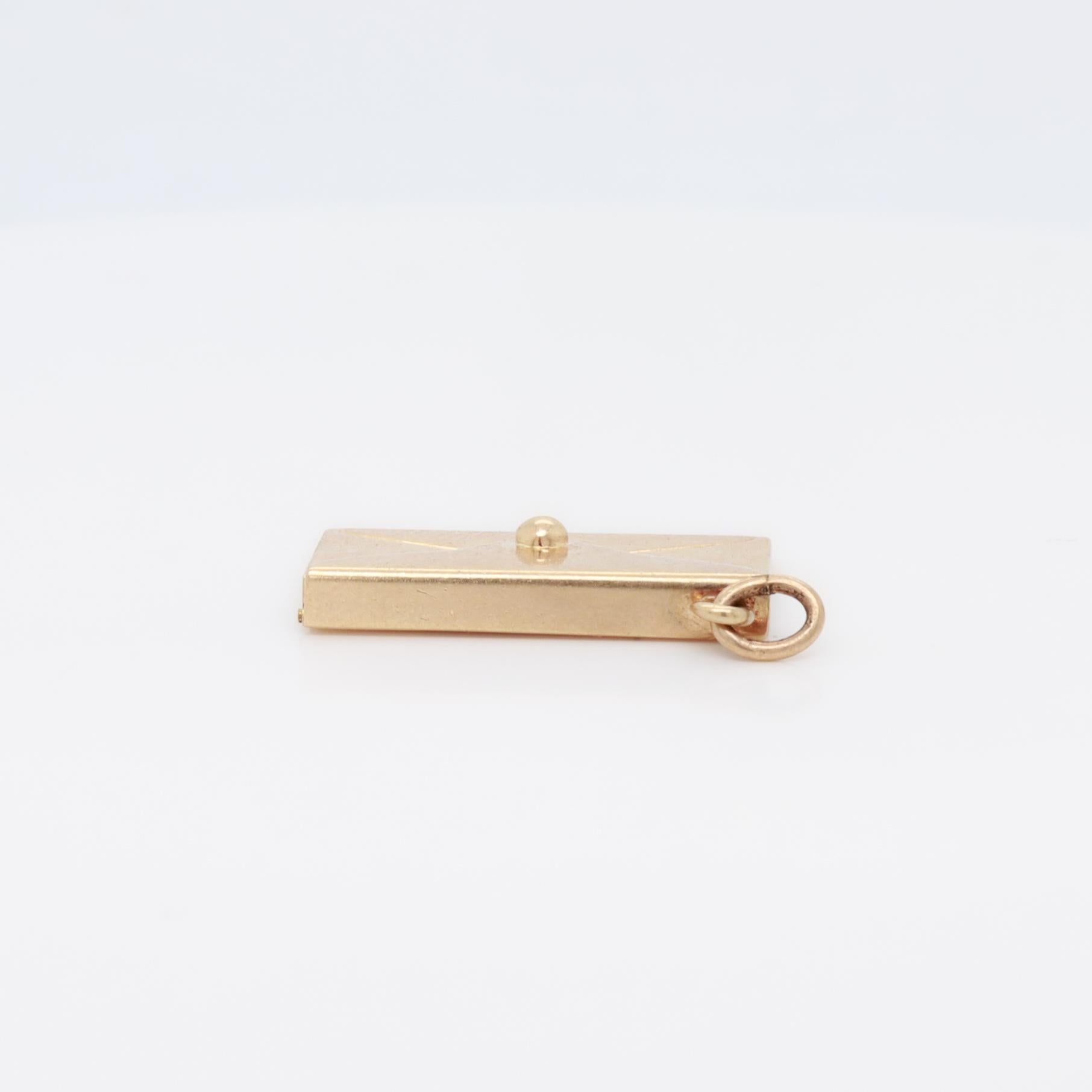 Vintage 14K Gold Envelope with Folding Closure Flap Charm for a Charm Bracelet For Sale 5