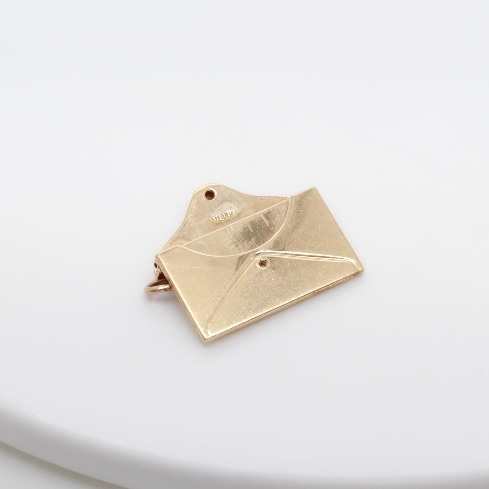 Vintage 14K Gold Envelope with Folding Closure Flap Charm for a Charm Bracelet For Sale 10