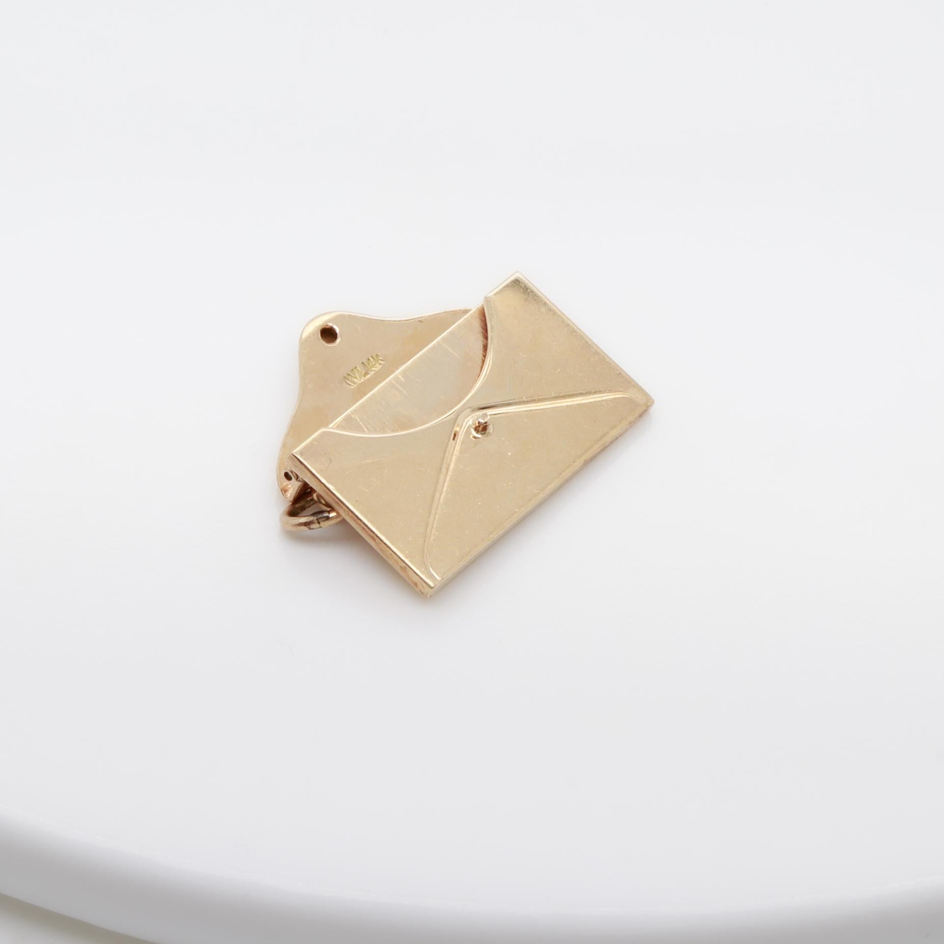 Vintage 14K Gold Envelope with Folding Closure Flap Charm for a Charm Bracelet For Sale 11