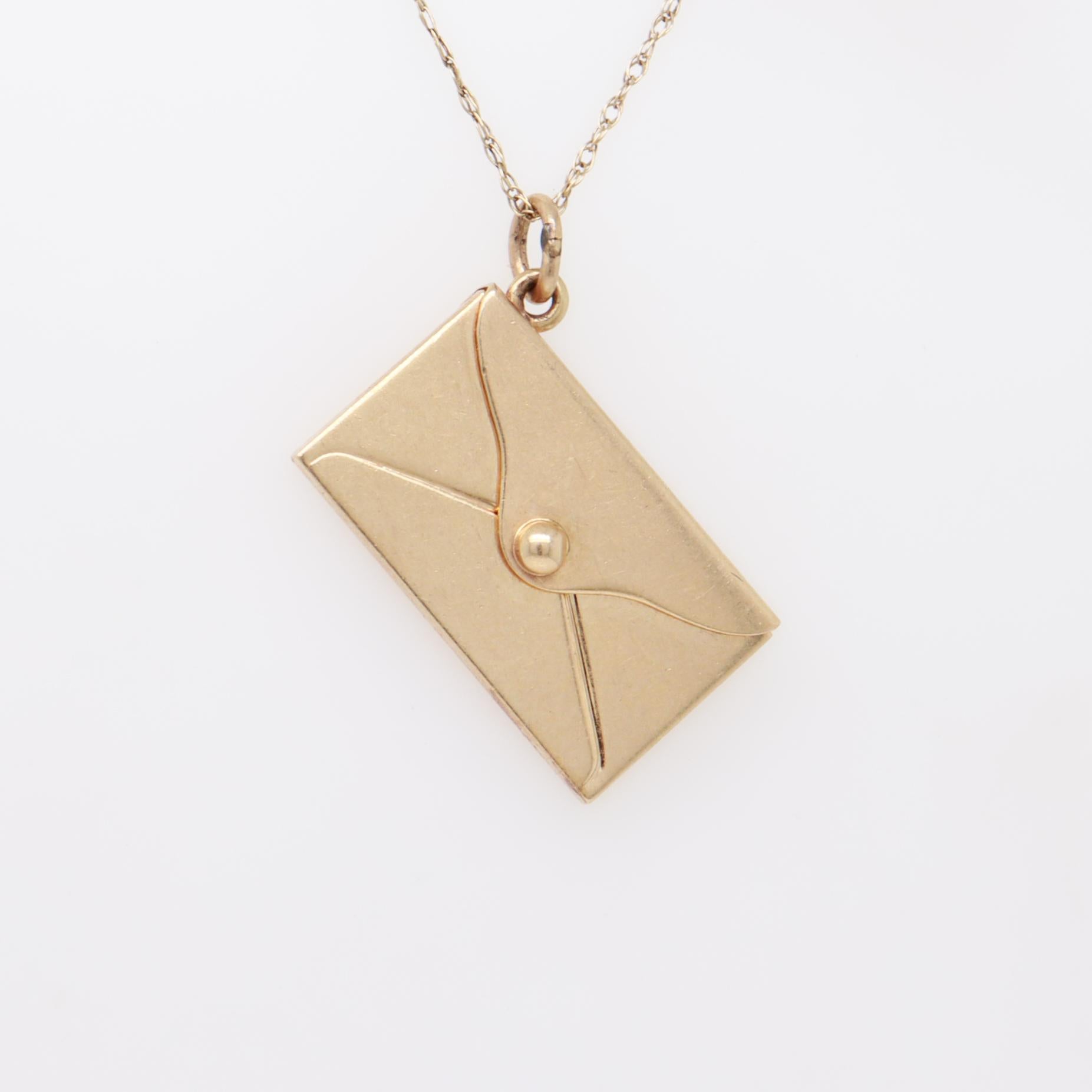 Women's or Men's Vintage 14K Gold Envelope with Folding Closure Flap Charm for a Charm Bracelet For Sale