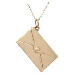 Vintage 14K Gold Envelope with Folding Closure Flap Charm for a Charm Bracelet