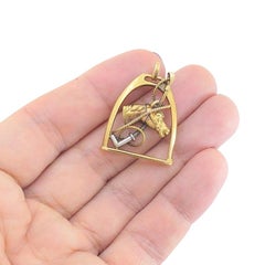 Vintage 14k Gold Equestrian Stirrup Horse Head Pendant