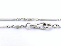 Vintage 14k Gold Etched Rectangular Link Pocket Watch Chain W/ Spring Ring Clasp