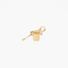 Vintage 14K Gold Figural Beach Bucket & Shovel Charm for a Bracelet