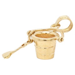 Vintage 14K Gold Figural Beach Bucket 
Shovel Charm for a Bracelet
