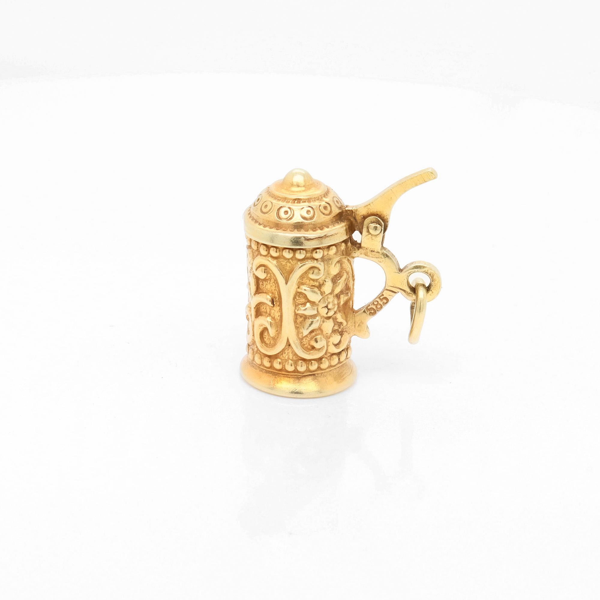 Vintage 14K Gold Figural Bierkrug Charme im Angebot 6