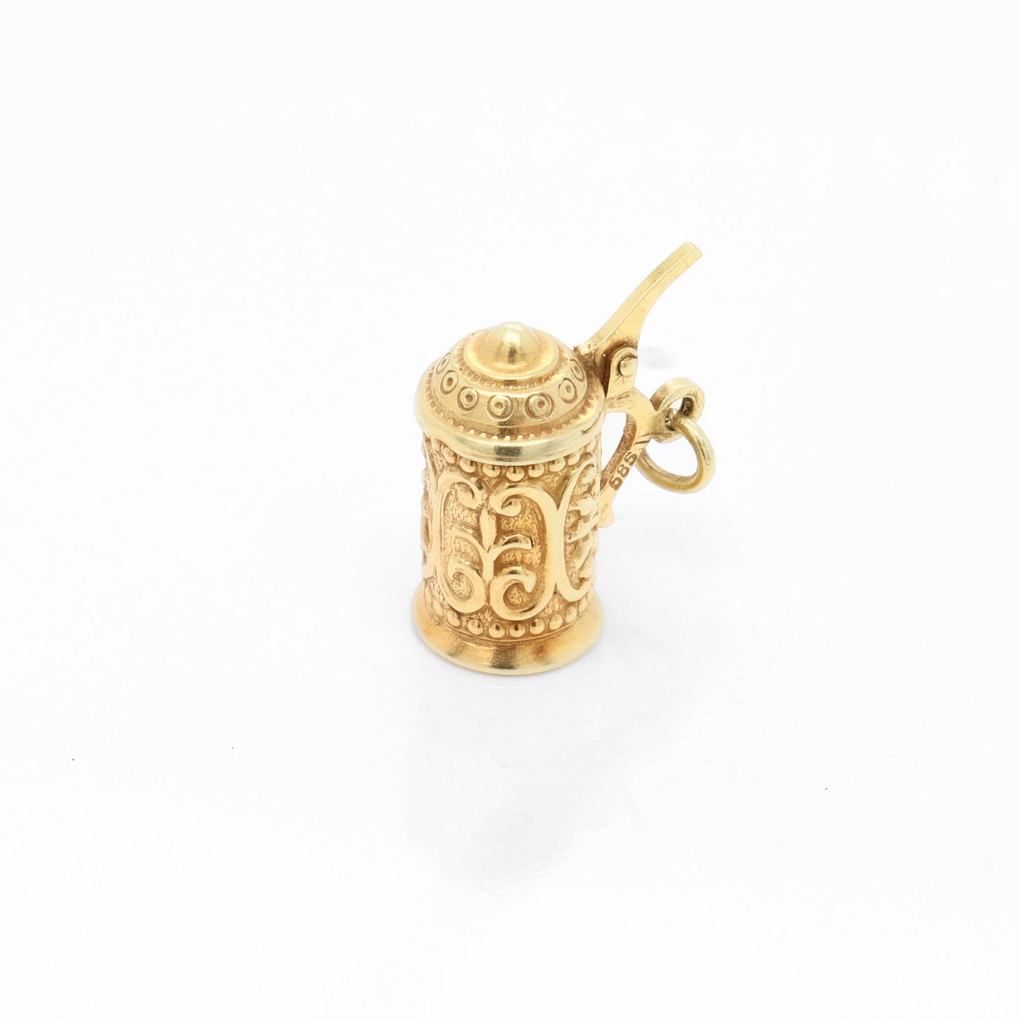 Vintage 14K Gold Figural Bierkrug Charme im Angebot 7