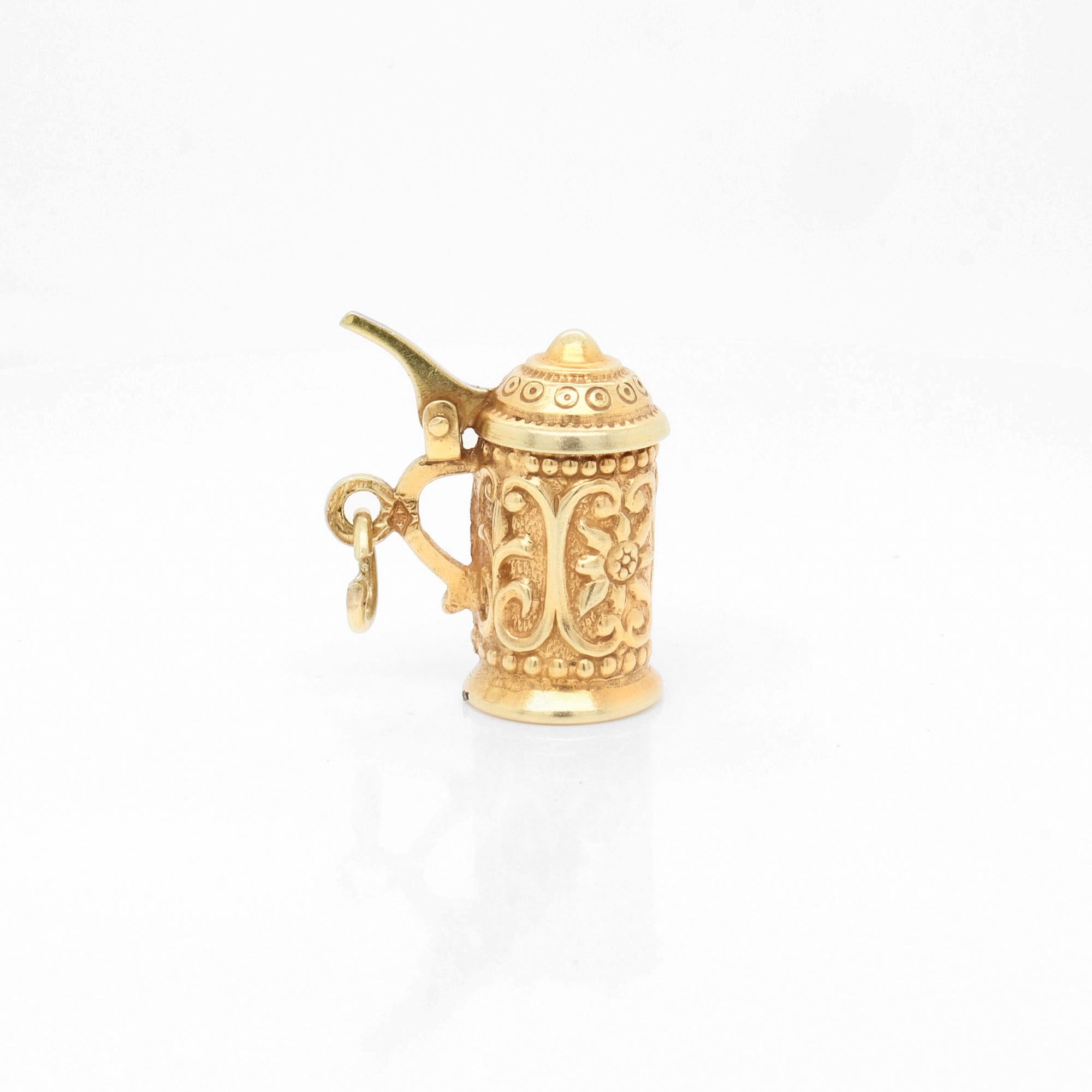 Vintage 14K Gold Figural Bierkrug Charme im Angebot 2