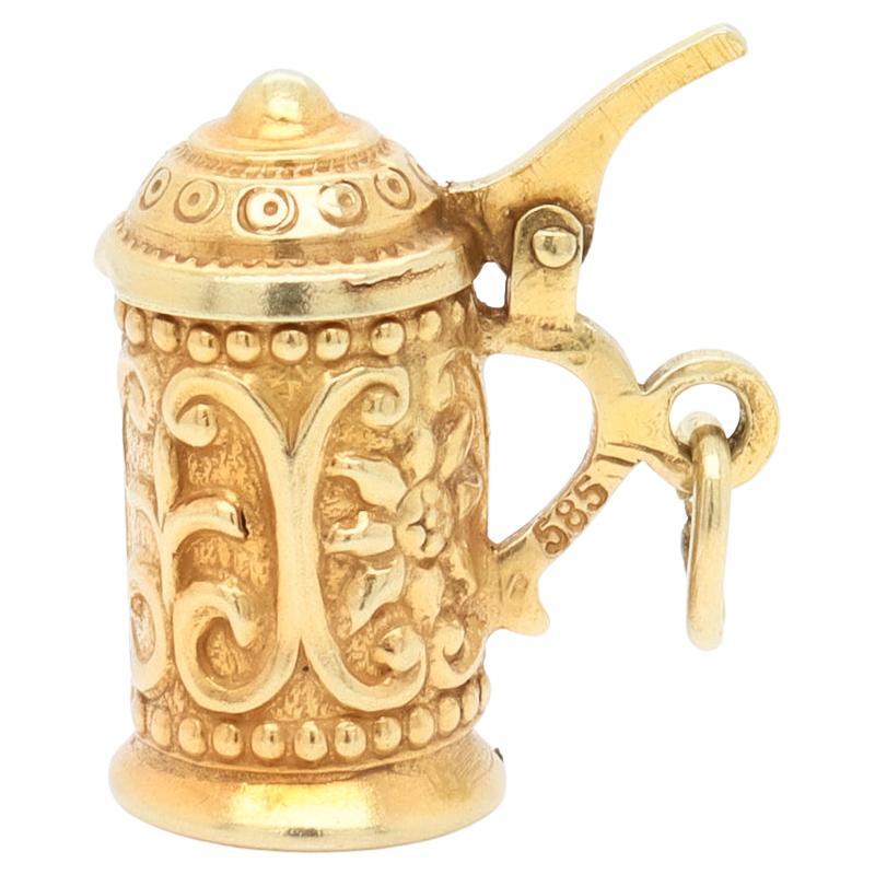 Vintage 14K Gold Figural Beer Stein Charm