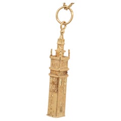Vintage 14K Gold Figural 'Big Ben' Clocktower Charm for a Bracelet