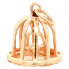 Vintage 14K Gold Figural Birdcage Charm for a Bracelet