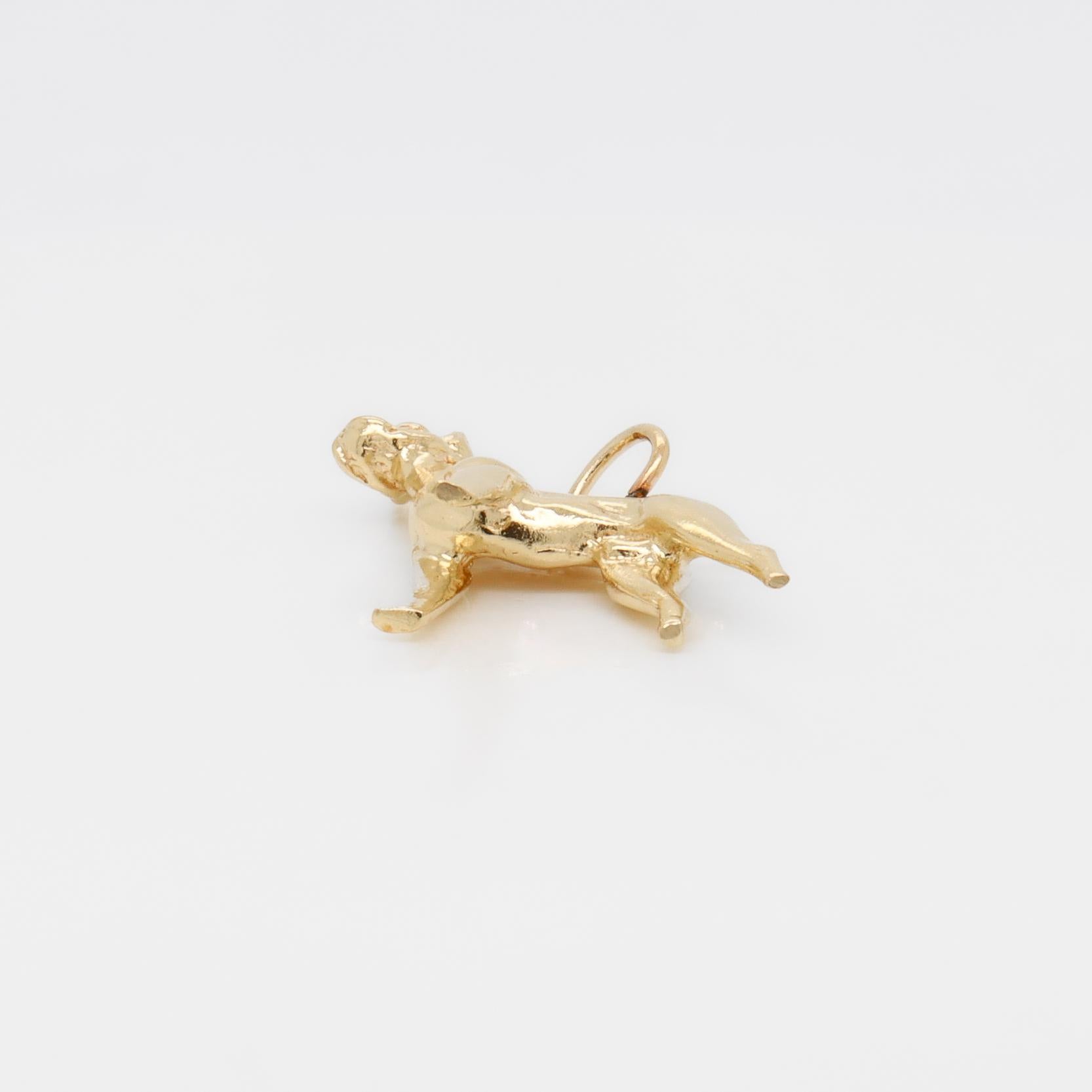 Vintage 14K Gold Figural Boxer Dog Charm for a Bracelet For Sale 5