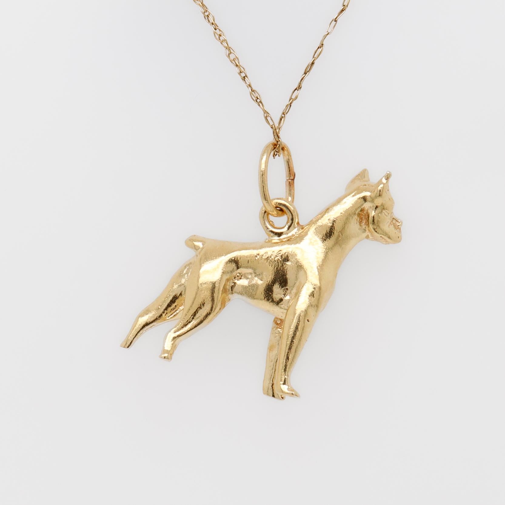 Vintage 14K Gold Figural Boxer Dog Charm for a Bracelet For Sale 6