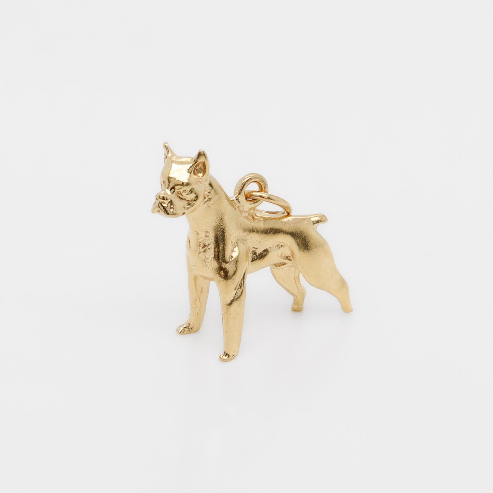 Vintage 14K Gold Figural Boxer Dog Charm for a Bracelet In Good Condition For Sale In Philadelphia, PA